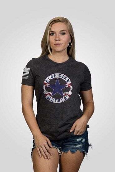Nine Line Blue Star Mother Tshirt in grey